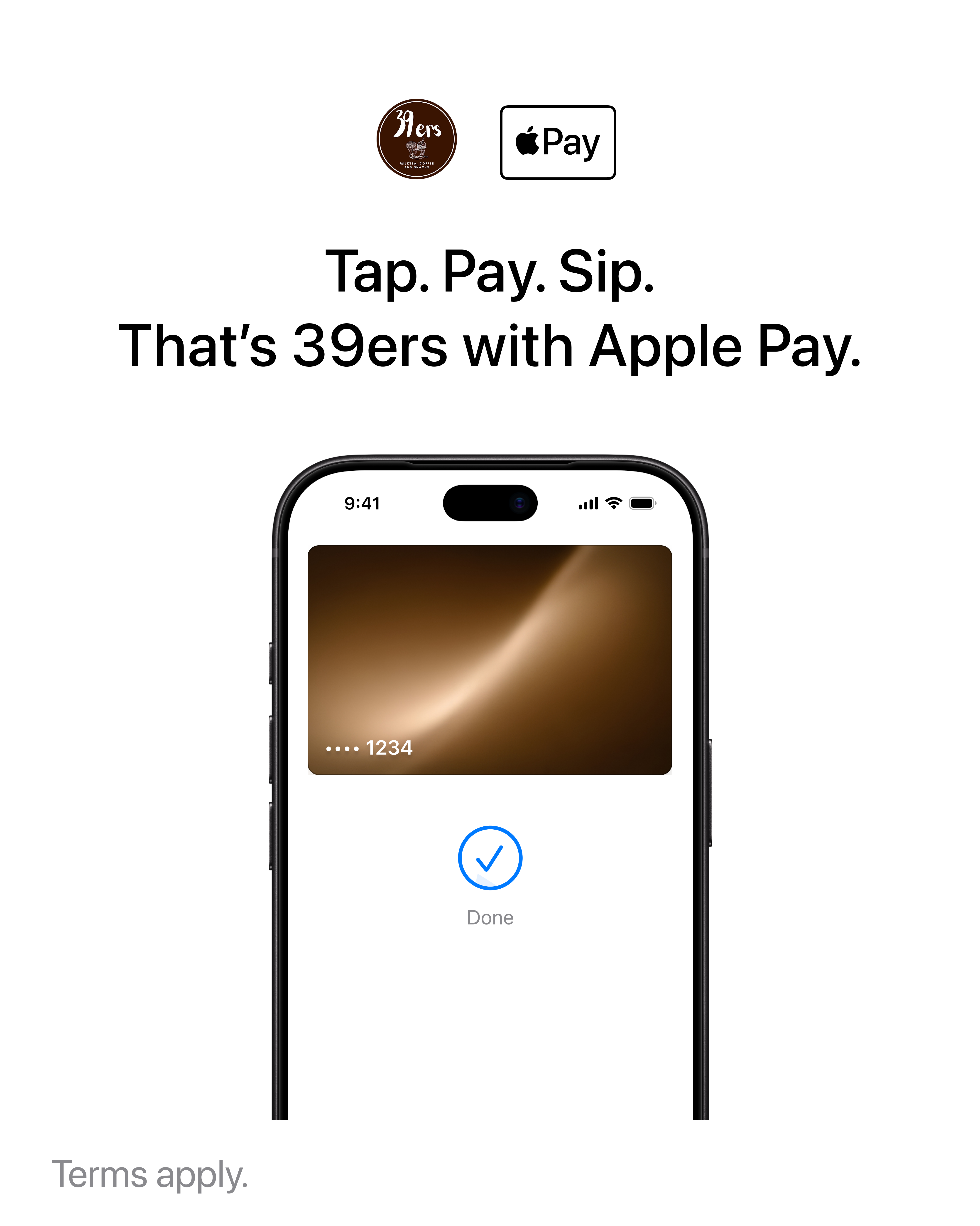 Apple Pay payment instructions poster displayed at 39ers Molino 1 order counter